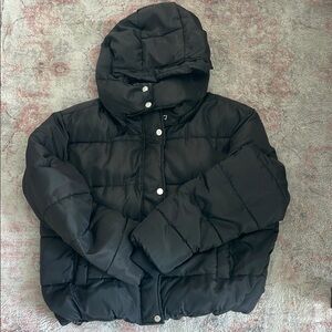 Black Puffer Jacket with Hood